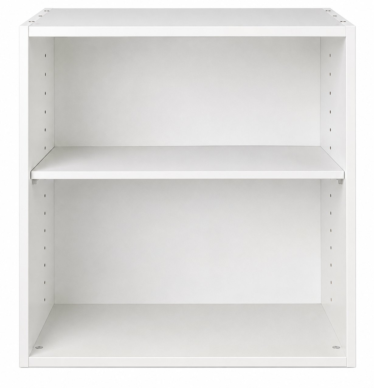 White melamine cabinet box with an adjustable shelf