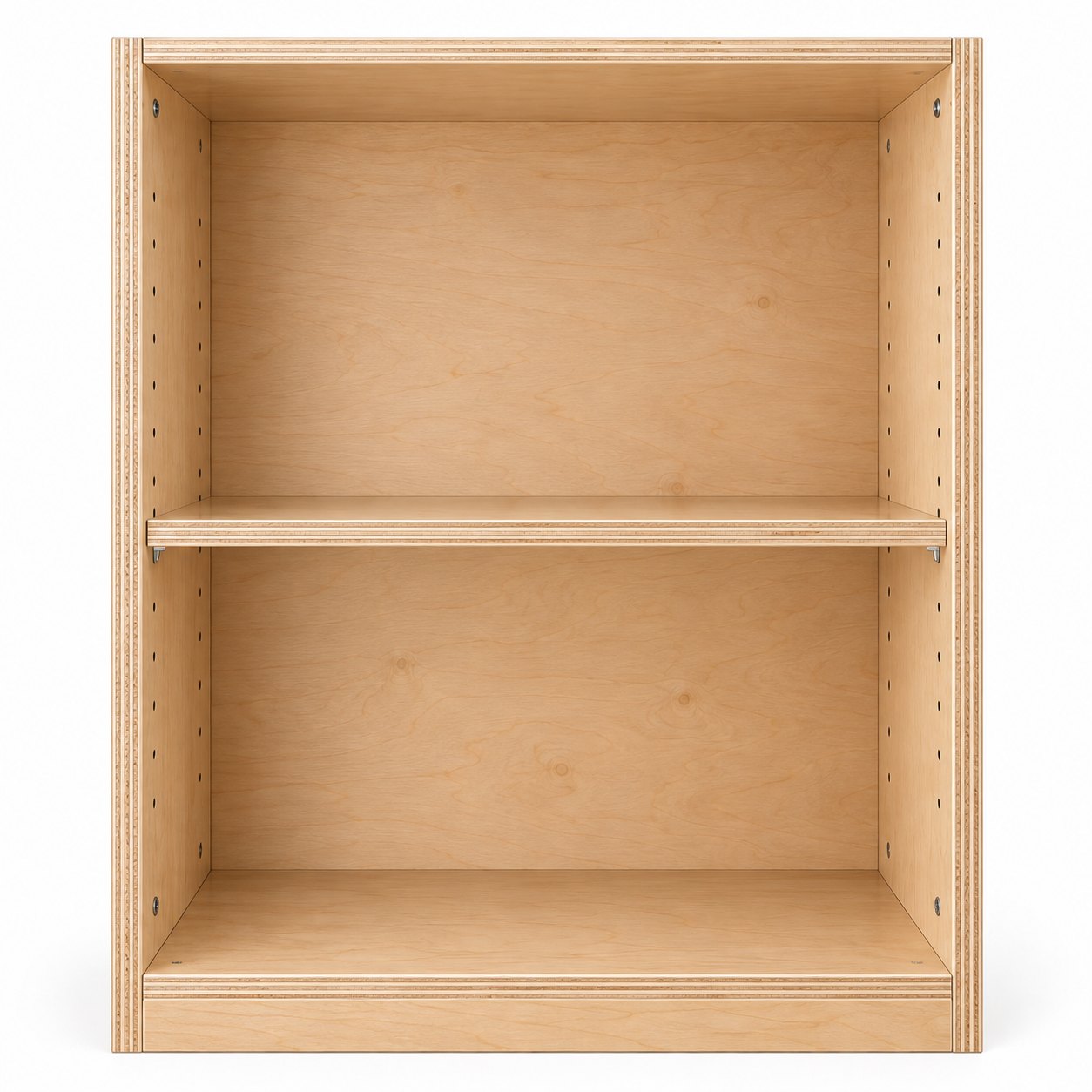 Birch plywood cabinet box with an adjustable shelf